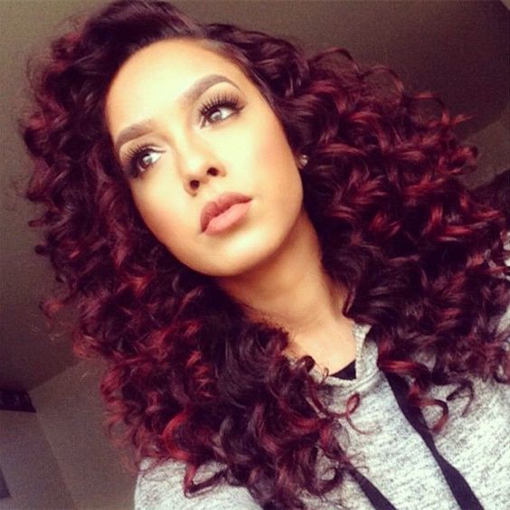 Ruby Red curly hair color for girl 