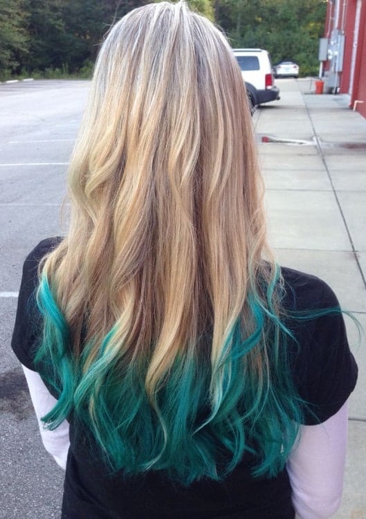 turquoise ombre on black hair