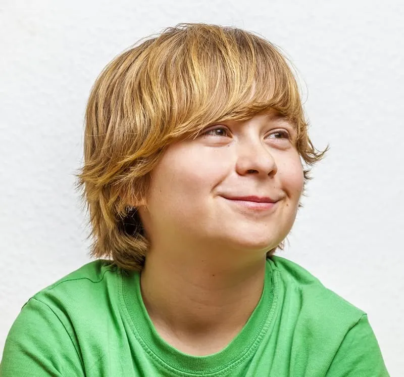 tween boy's long haircut