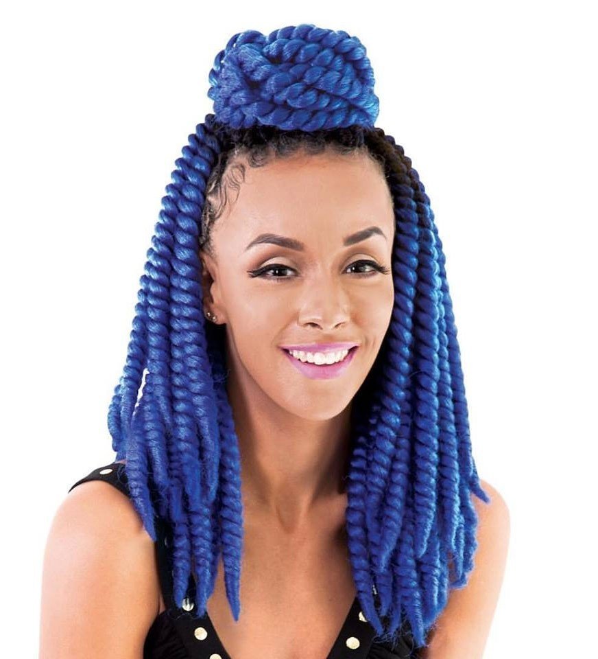 Bright blue with twist braids