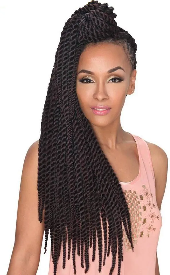 twist braids with Side swept hairstyle