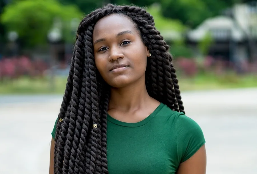 twist hairstyle for black women with square face