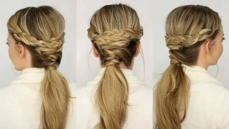 Twisted Ponytail with crown Braids