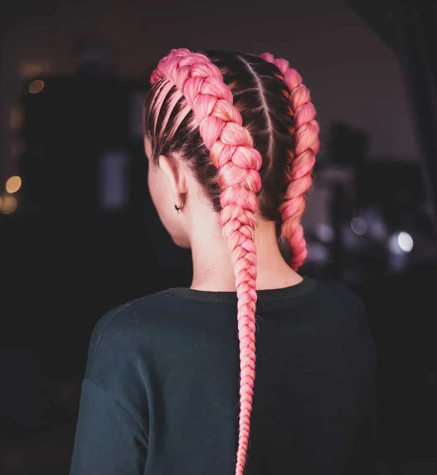 Top 15 ideas to style two French braids with color extensions