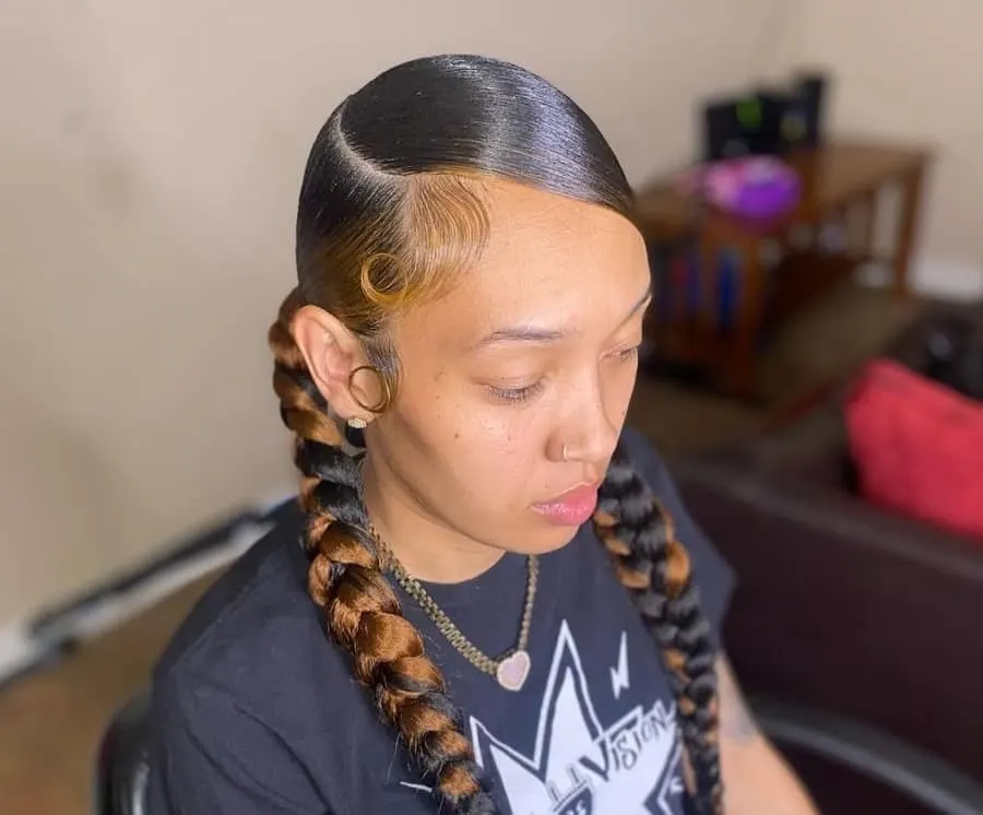 two big braids with weave
