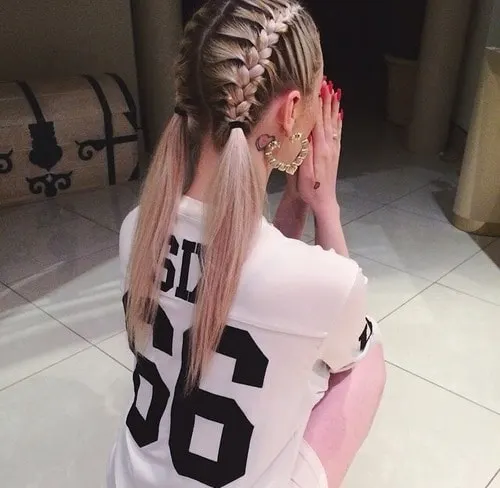 tight two big braids