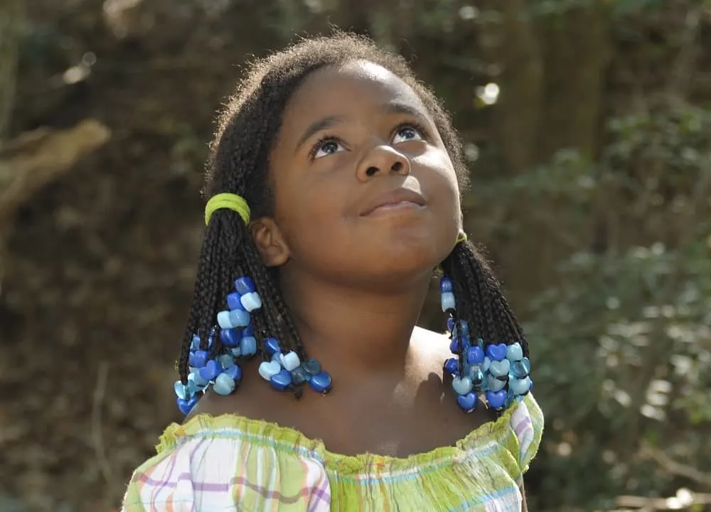 two braided ponytail for black kids