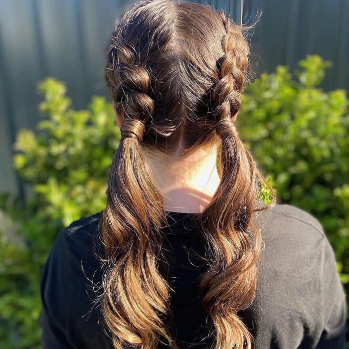 two braided ponytail