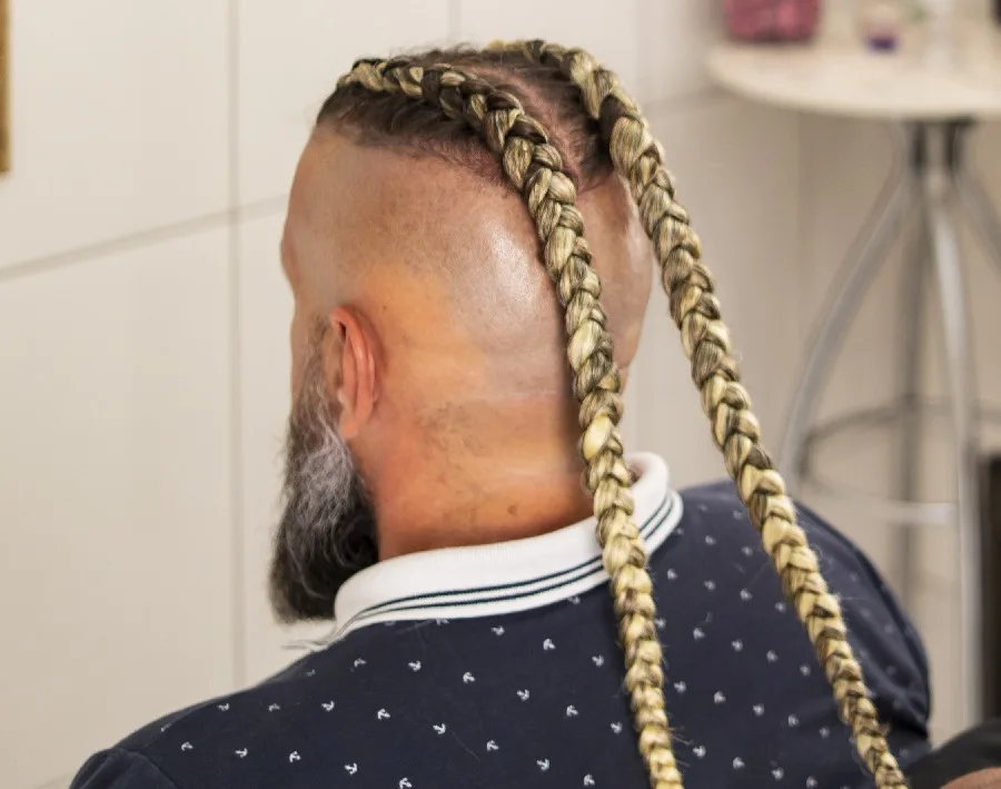 two braids with shaved sides for men