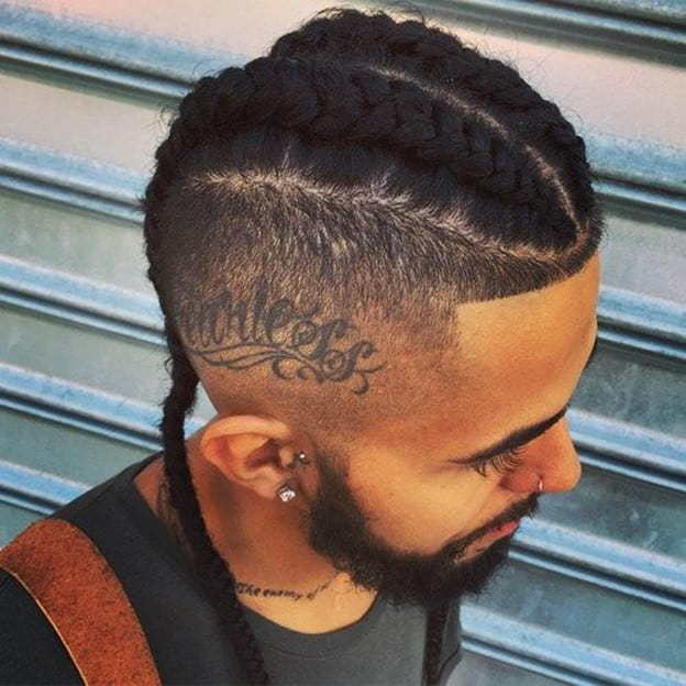 two braids with fade
