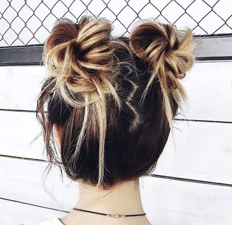 Messy Two Bun Hairstyle for Women
