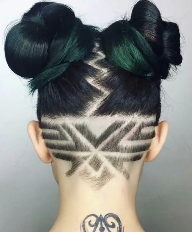 Double Bun with Undercut and Design