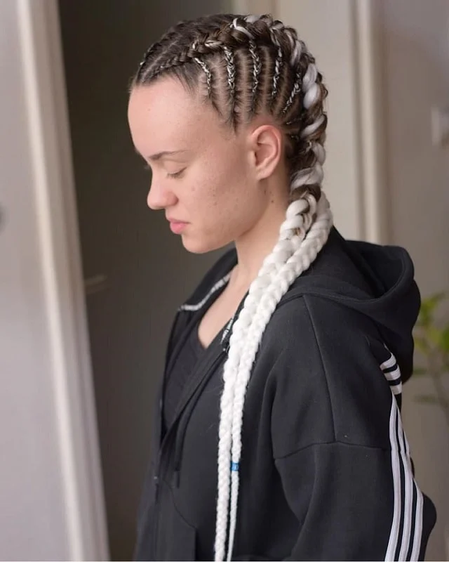 two cornrow braids