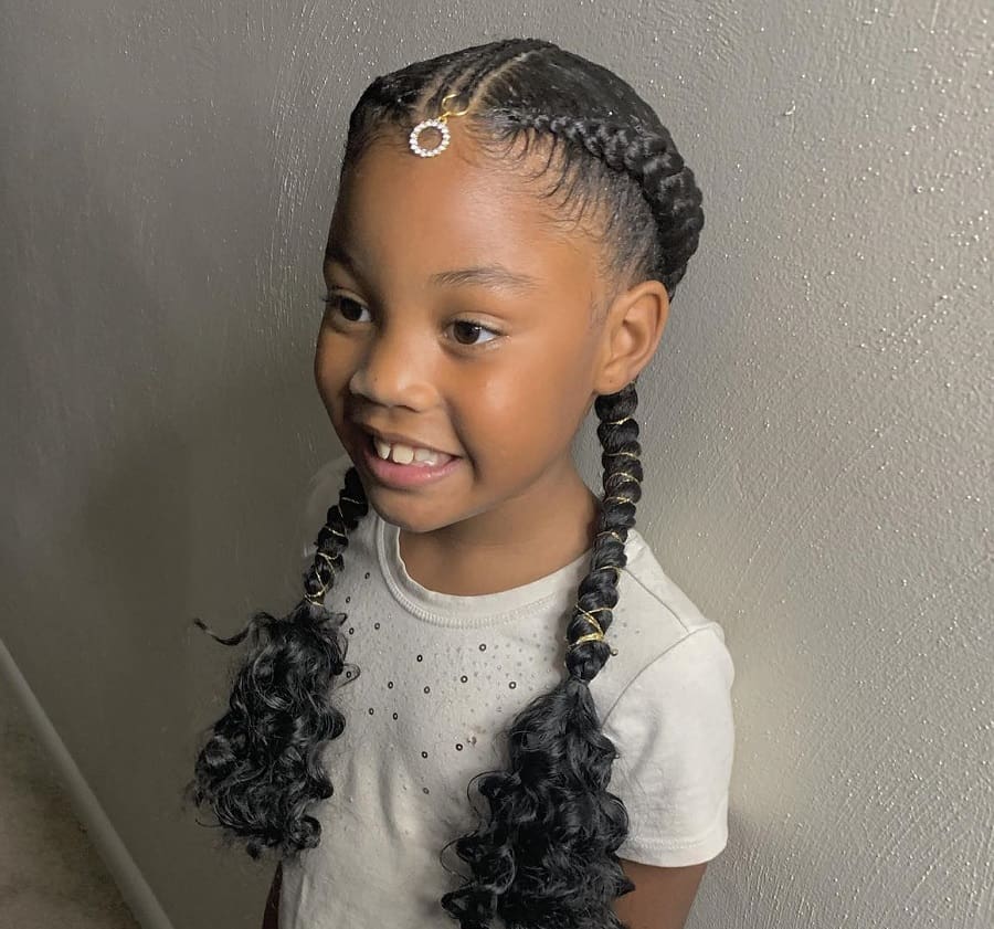 two feed in braids for little girls