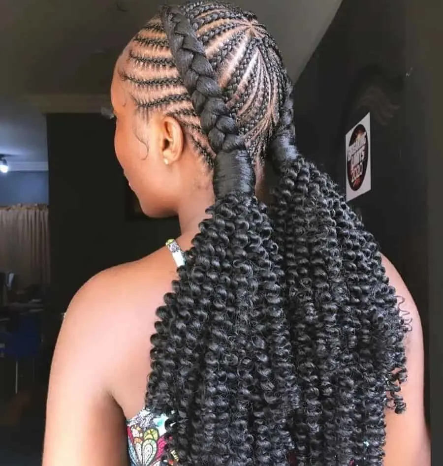 two feed in braids with cornrows