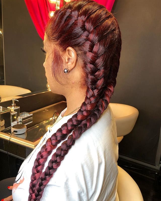 two feed in french braids