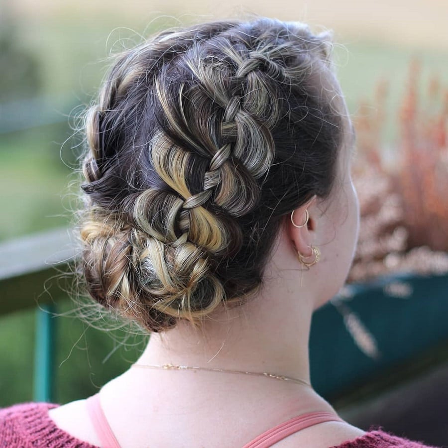 two four strand braided buns