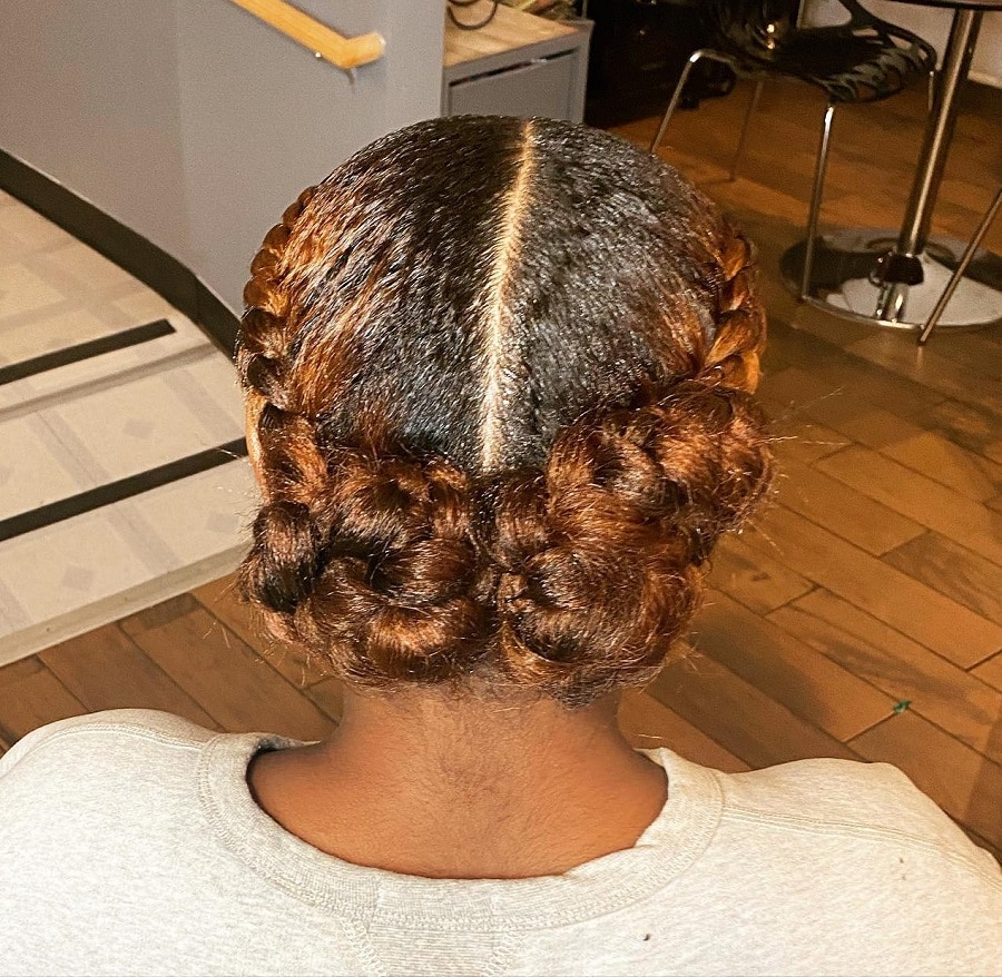 two french braided updo for black women