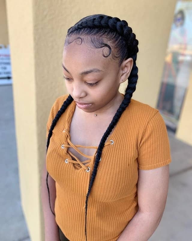 double French braids for black women