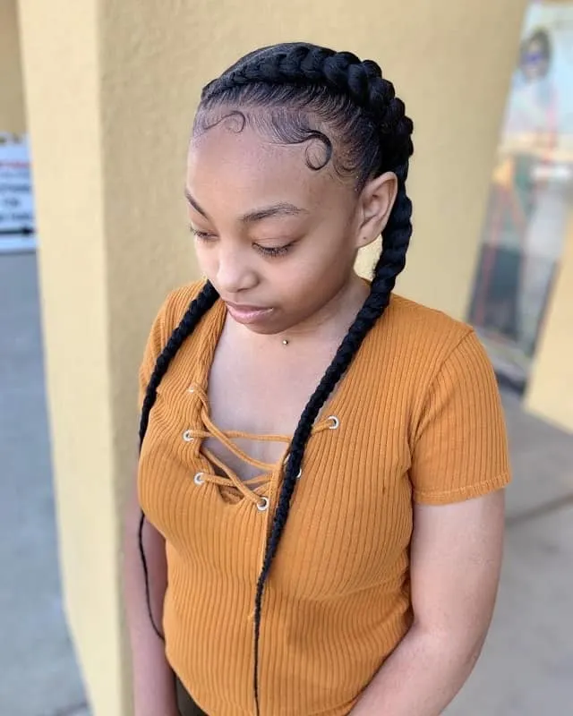 two french braids natural hair