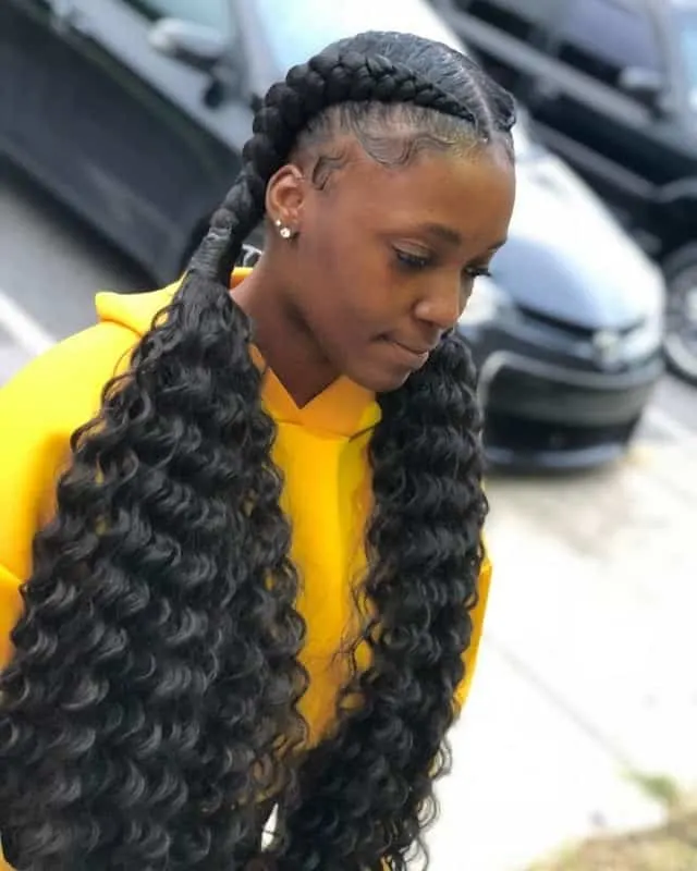 two french braids natural hair