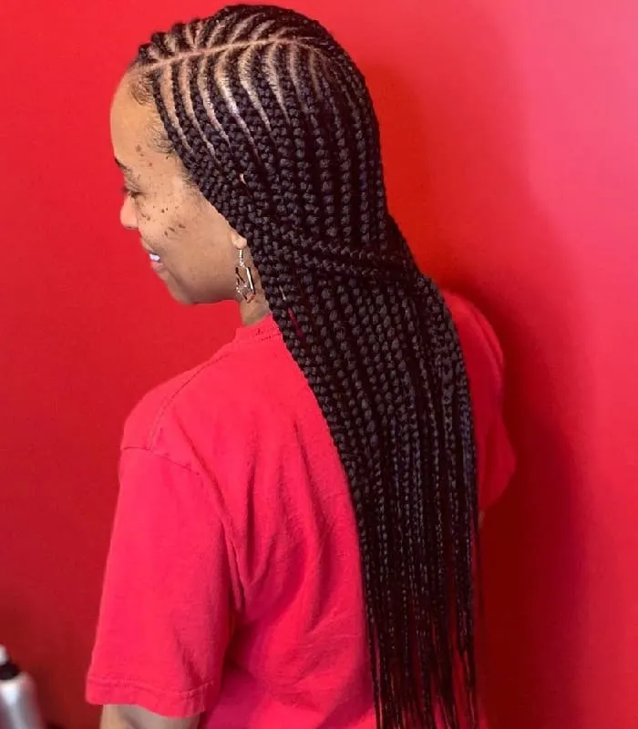 half up two layer braids
