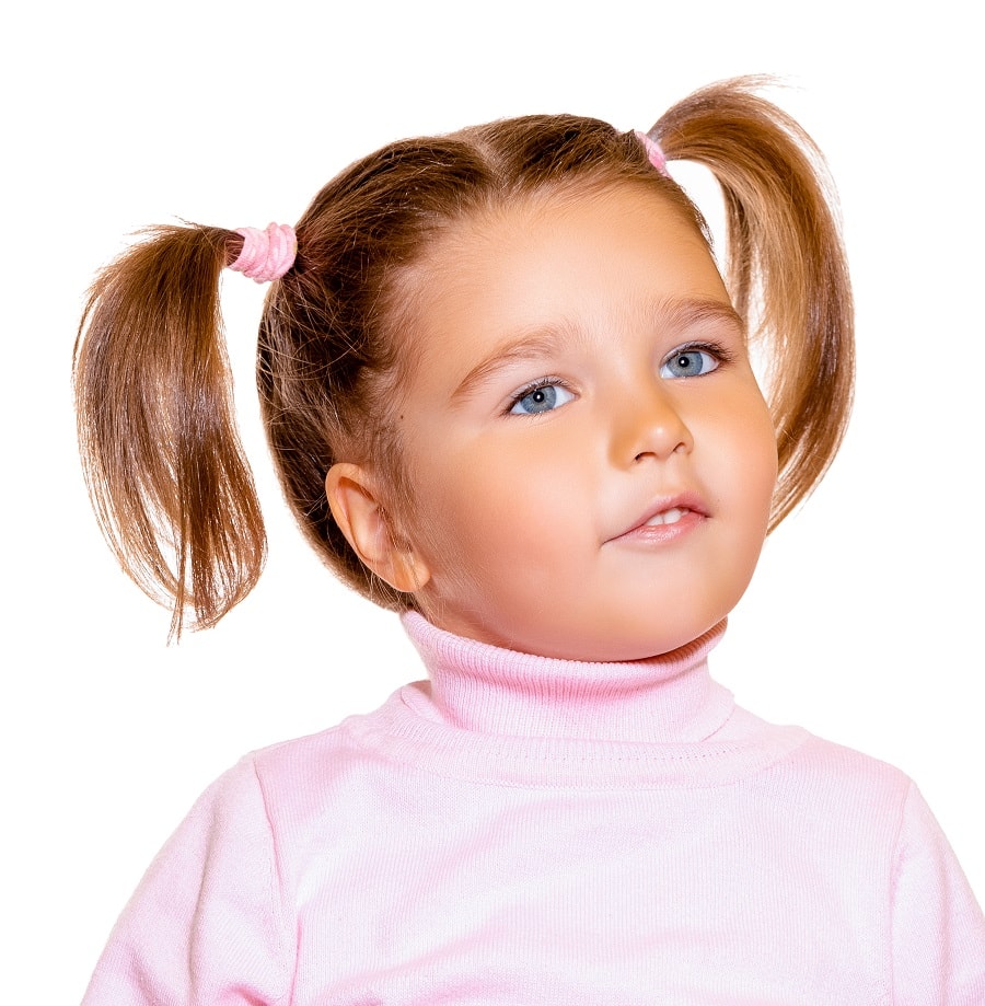 two ponytails for little girl with round faces