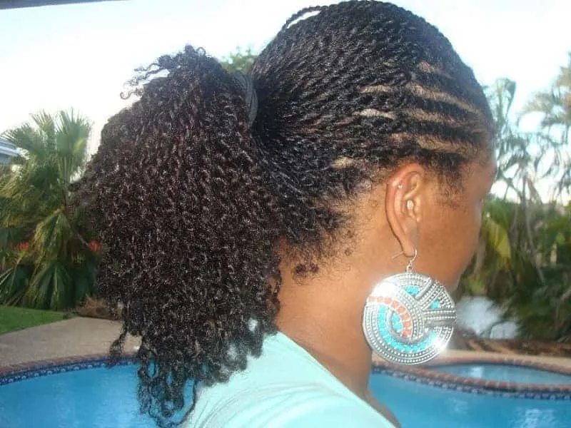 two strand twisted ponytail for natural hair