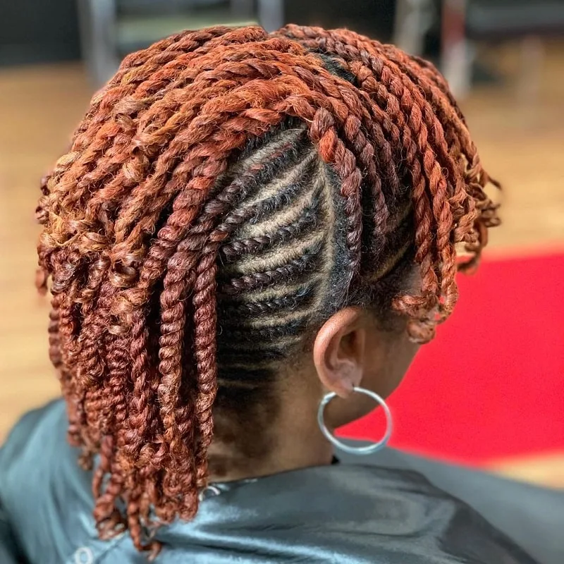 two strand twisted cornrow mohawk