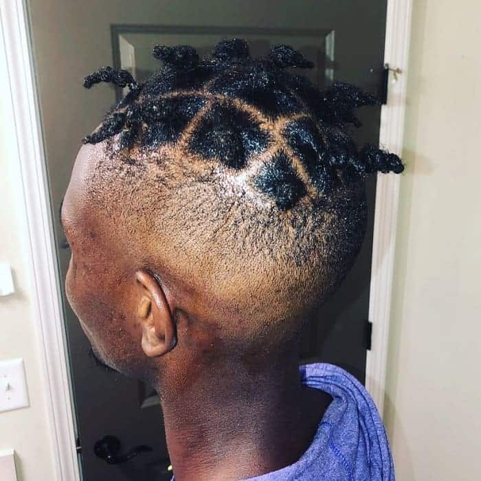 Mini Two Strand Twists with High Bald Fade