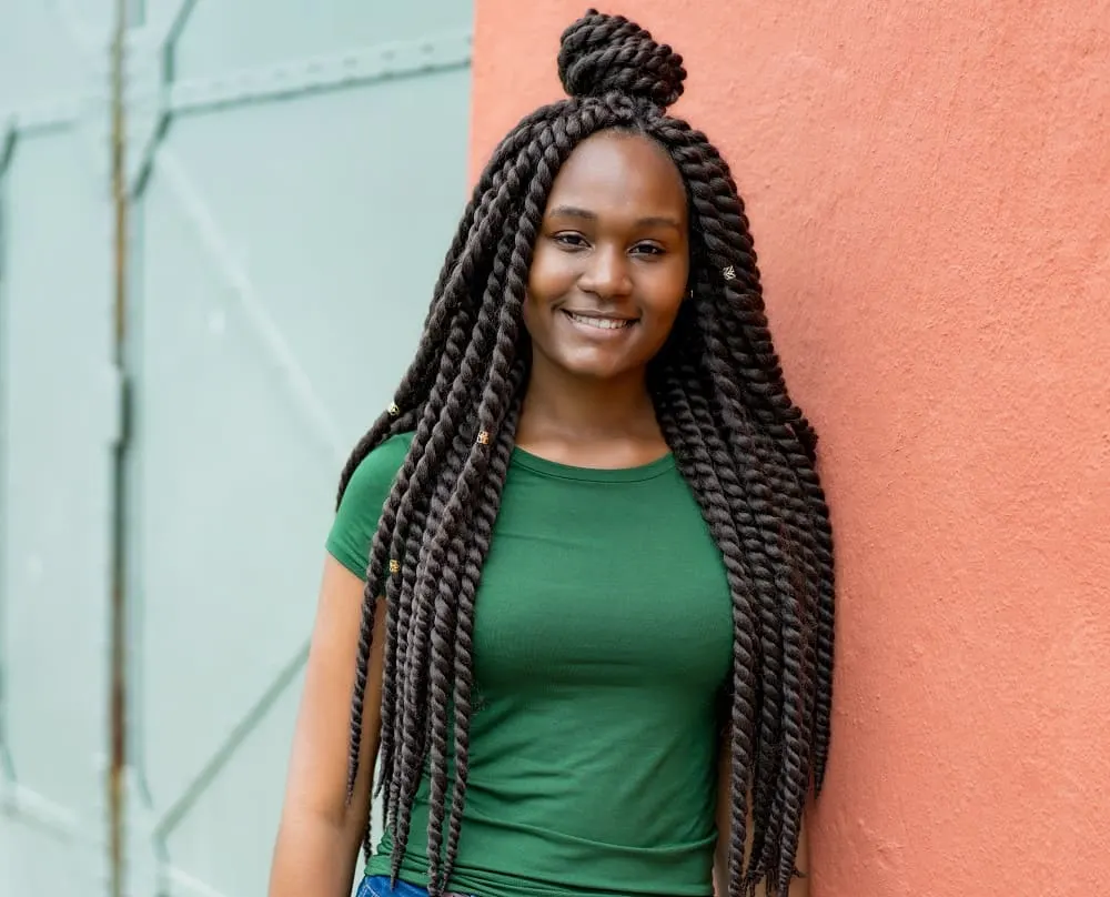 two strand twists with half bun