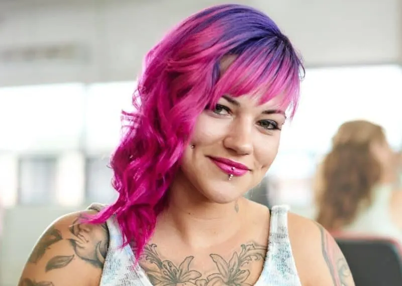 two tone asymmetrical pink hair