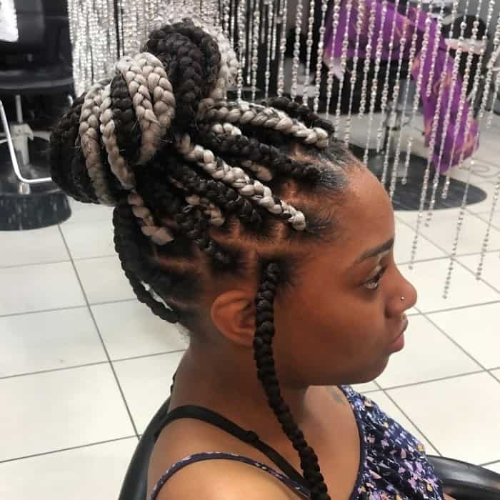 Black Women with Two Color Braids