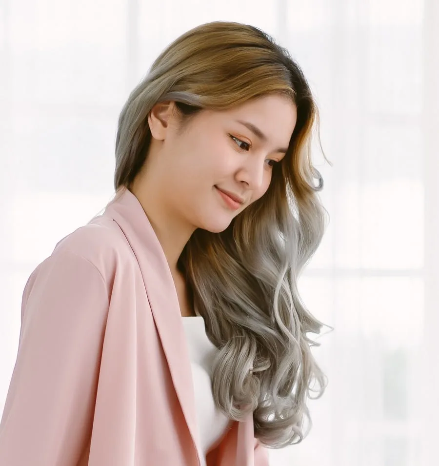 two tone hair color for Asian women