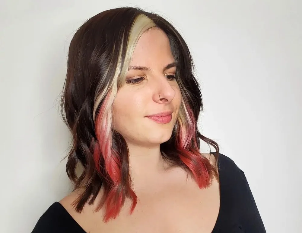 two toned money pieces hair color