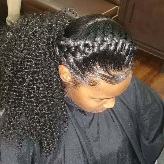 under braids with ponytail
