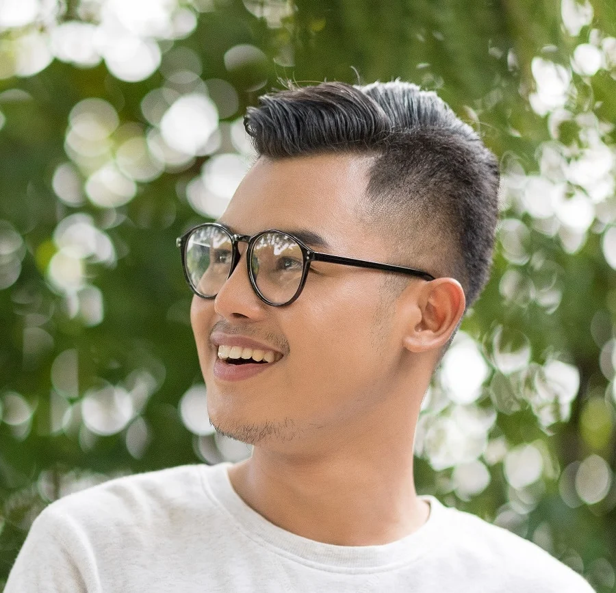 undercut hair for boys with glasses