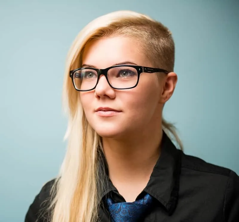 Undercut hairstyle for women with glasses