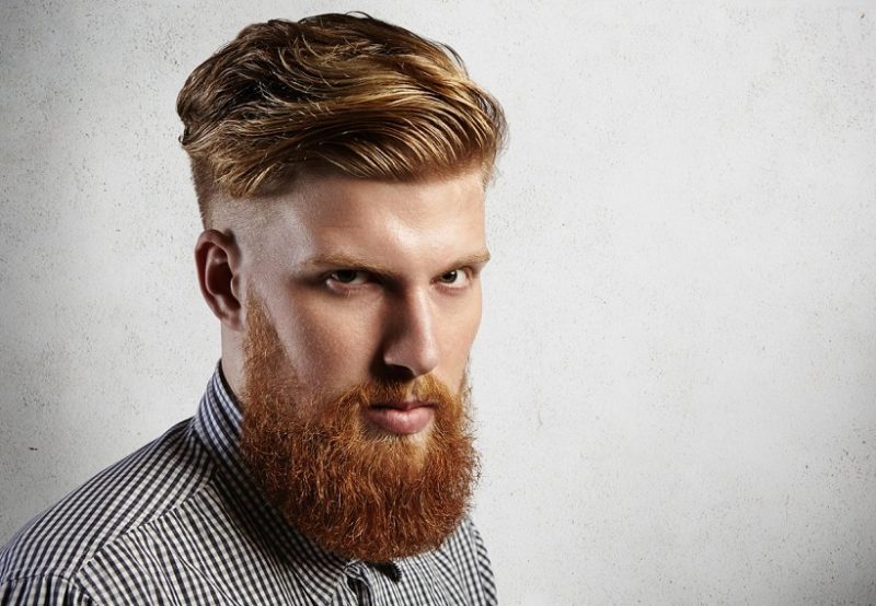 Image of Undercut hairstyle for oval face with beard