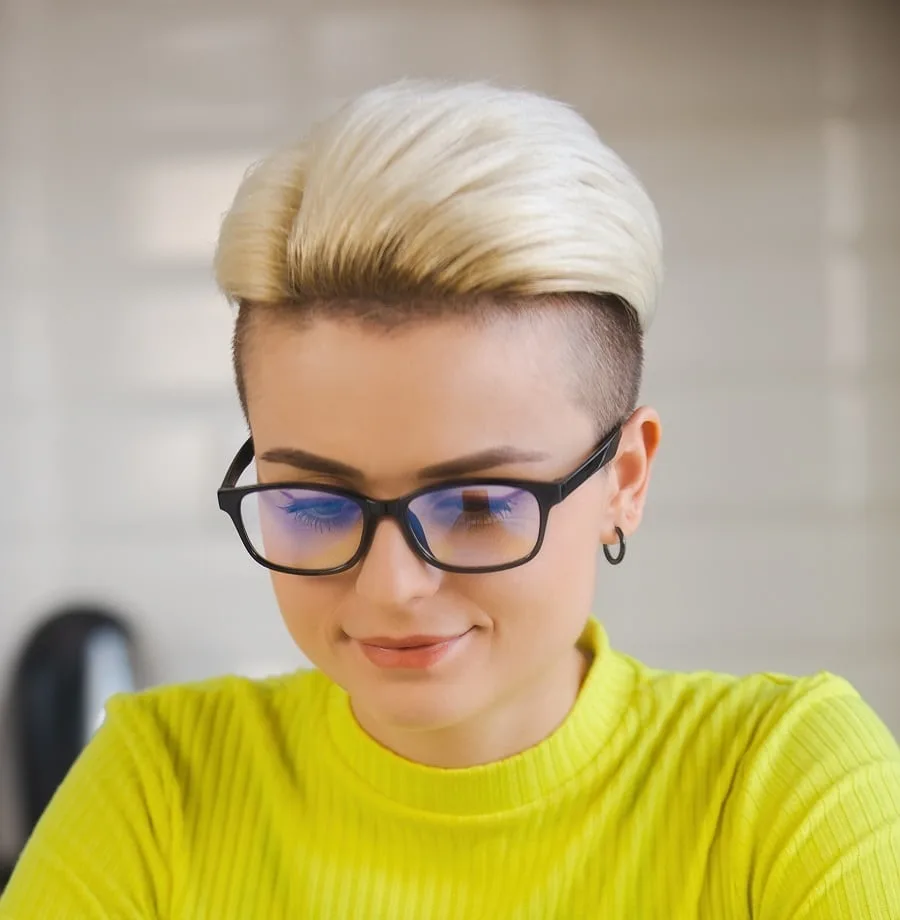 undercut pixie for women with glasses