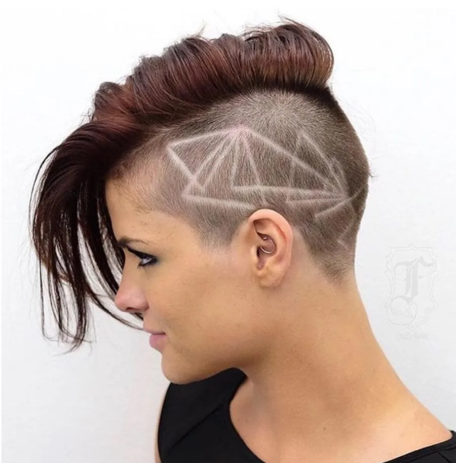 undercut pixie with design