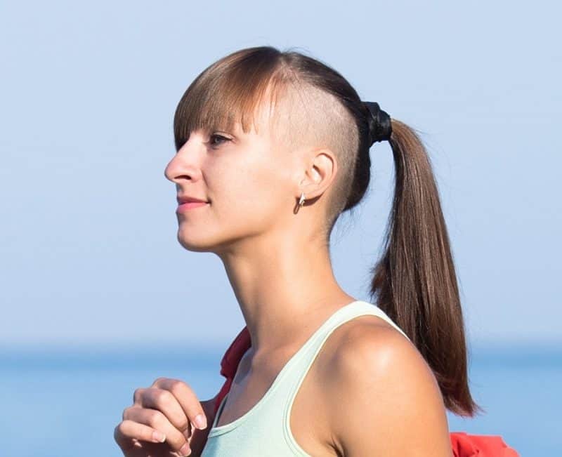 undercut ponytail with bangs