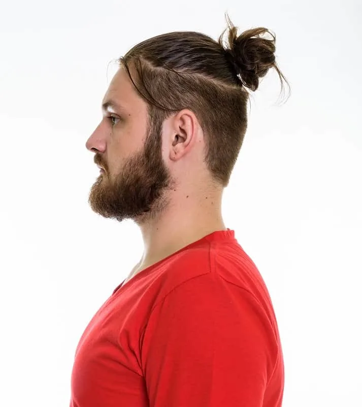 undercut ponytail with beard