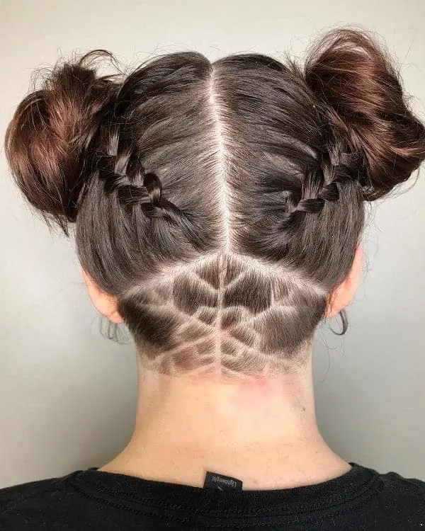 Braided Space Bun with Undercut