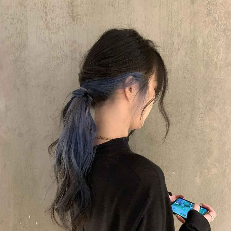 ponytail on underneath dyed hair
