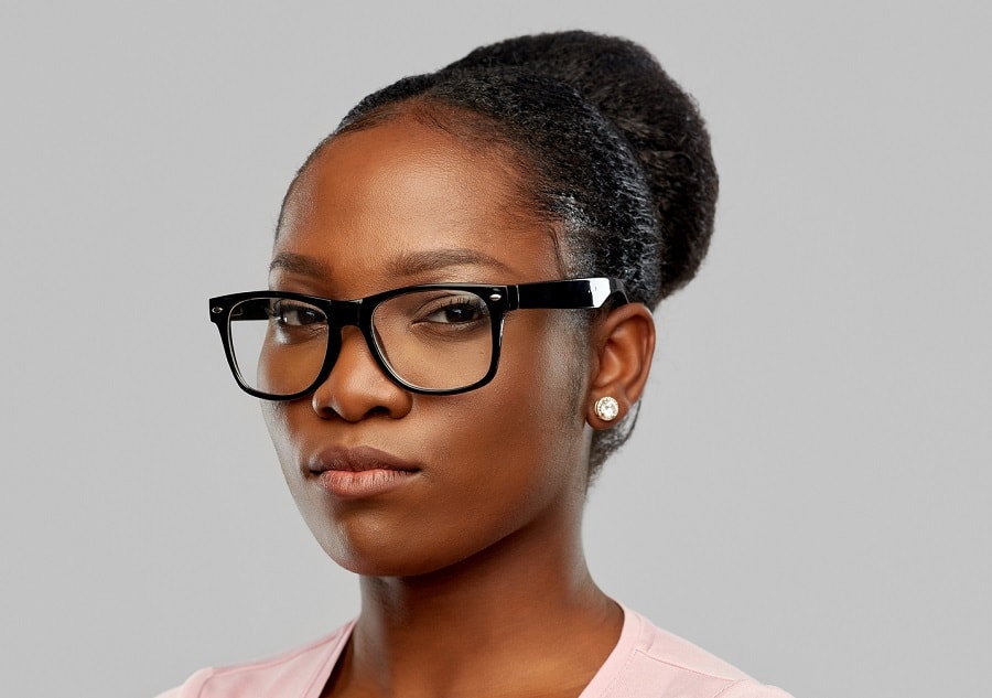 updo for black women with glasses