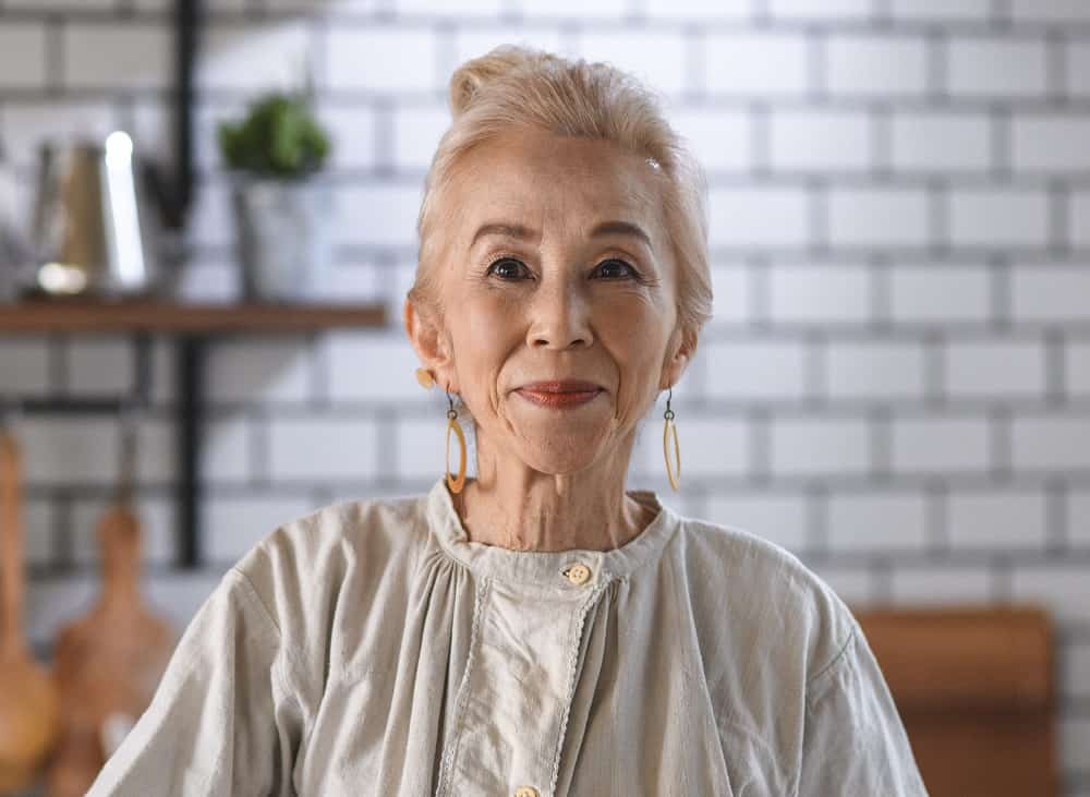 updo for older Asian women with long hair