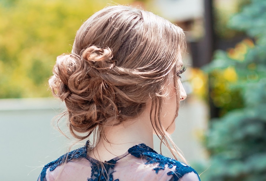 Upgraded hairstyle for a bridesmaid with long hair