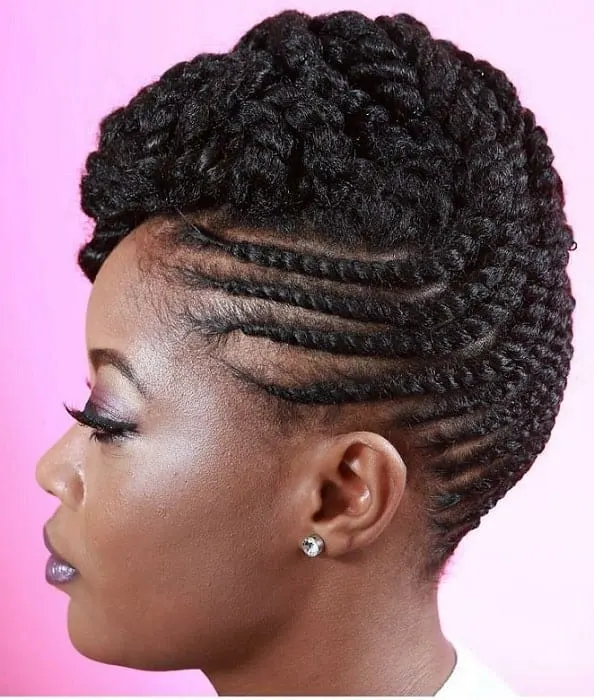 braided updo for short curly hair