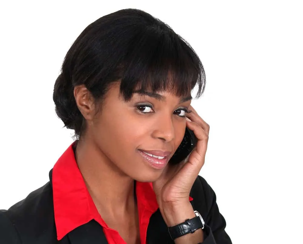 updo with bangs for black women